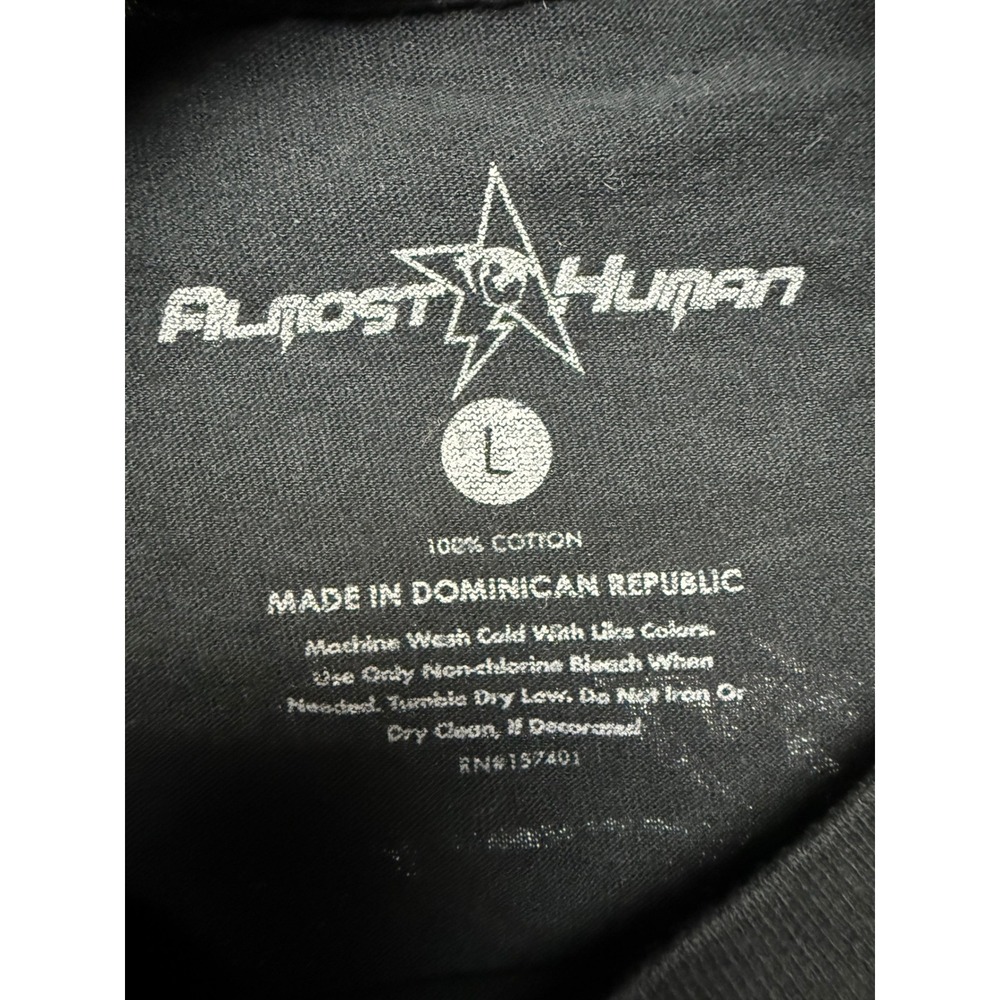 Almost Human Anime Girl Green Sports Car Graphic T-Shirt Black Large Vaporwave - Picture 8 of 8